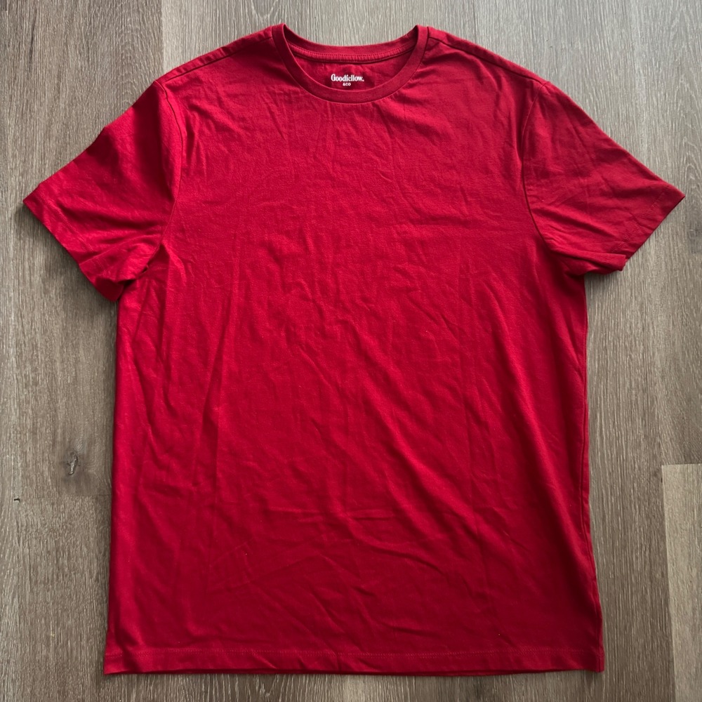 Goodfellow & Co T-Shirt Men Large Red Short Sleeve Crew Neck Standard Fit Basic